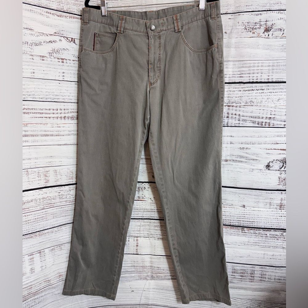 Meyer Jeans Mens Sz 35 /‎ 31 Tan cotton blend Diego pin striped Modern Fit chino